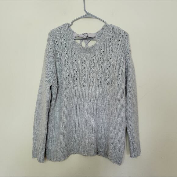 Aerie Chunky Knit Open Tie Back Wool-Alpaca Blend Sweater - Picture 2 of 6